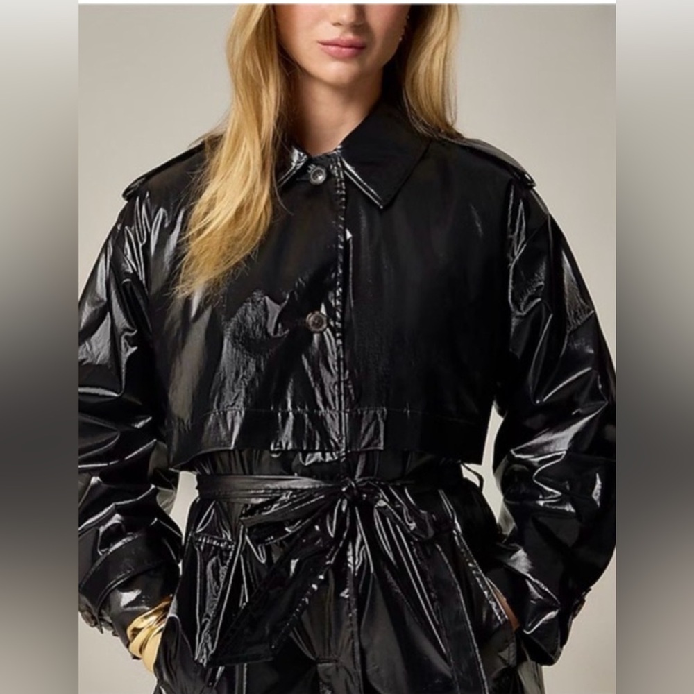 J. Crew Rain or Shine Trench Coat Black Size Small NWT - Picture 3 of 9